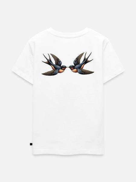 Schwalben – Rockabilly - Kinder Premium Bio T-Shirt - Weiß