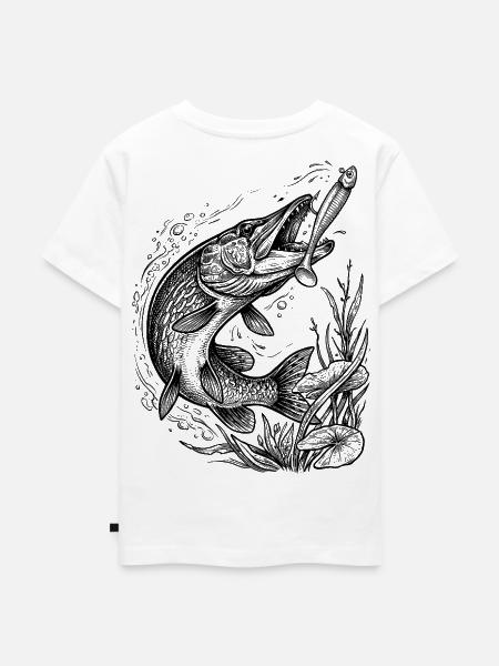 Hecht am Gummifisch | Classic Collection - Kinder Premium Bio T-Shirt - Weiß