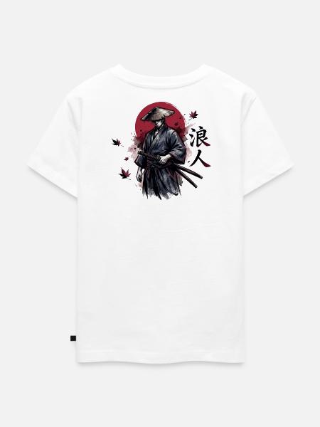 Schattensamurai im Herbstrot - Kinder Premium Bio T-Shirt - Weiß