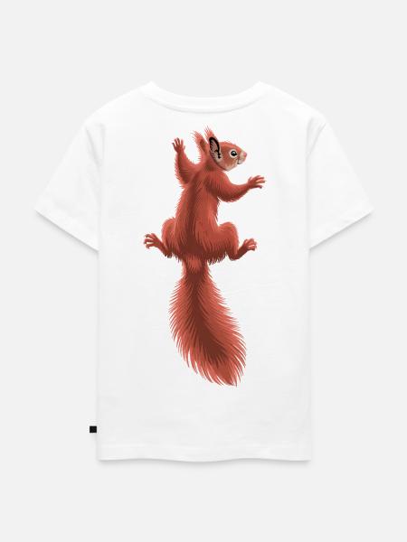 Süßes kletterndes rotes Eichhörnchen - Kinder Premium Bio T-Shirt - Weiß