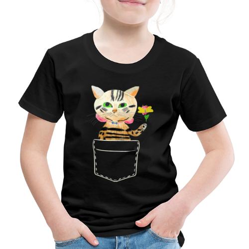 Katze bringt Blume als Geschenk und Glückwünsche - Kinder Premium T-Shirt