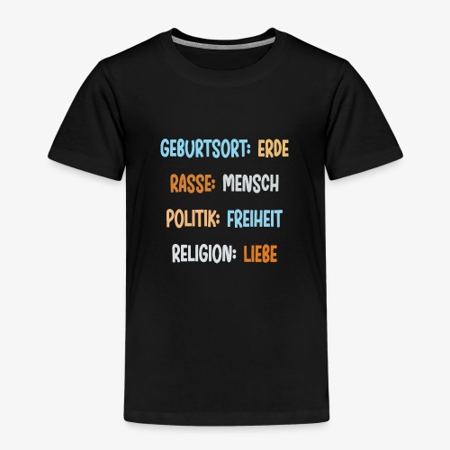 Geburtsort Erde Rasse Mensch Antirassismus - Kinder Premium T-Shirt