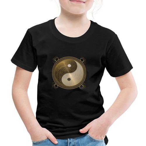 golden Dragon Yin Yang flower of live sun energy - Kinder Premium T-Shirt