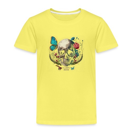 carpe diem - Totenkopf, Schmetterling, Blumen - Kinder Premium T-Shirt