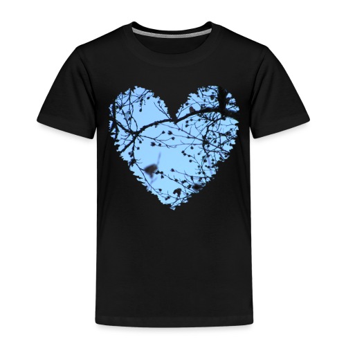 hart met boom takken en blauwe lucht, love t-shirt - Kinderen Premium T-shirt
