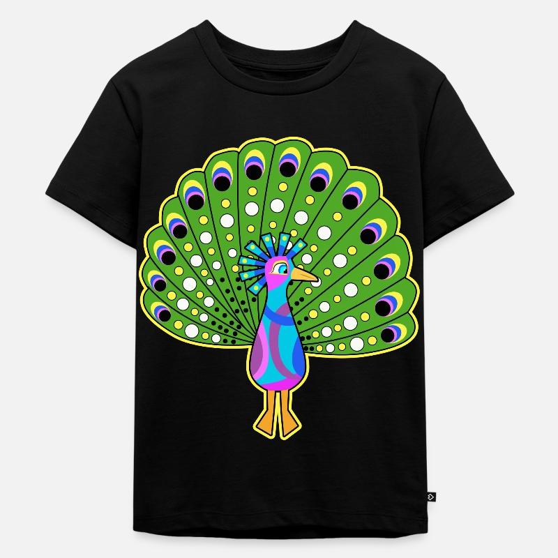 Paon comic roue colorée fun shirt enfants cadeau idée - T-shirt Premium bio Enfant - noir