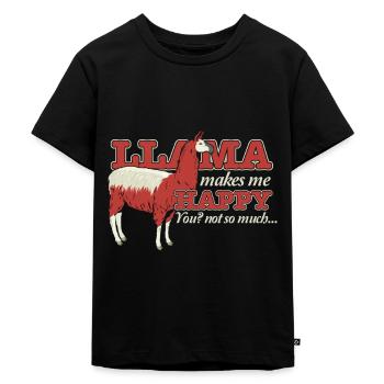 Lama Glück Alpaka Geschenk Tier Spucken glücklich - Kinder Premium Bio T-Shirt - Schwarz - Vorne - Mikhail (115cm)