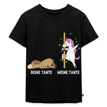 Einhorn Pferd Deine Tante Meine Tante Geschenk DE - Kinder Premium Bio T-Shirt - Schwarz - Vorne - Mikhail (115cm)