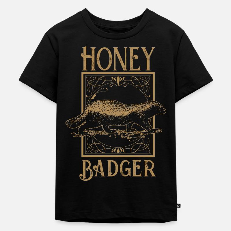 Honigdachs Dachs Geist Tier Geschenk vintage Natur - Kinder Premium Bio T-Shirt - Schwarz