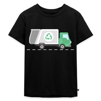 Müllwagen Müllauto Recycling Geschenk - Kinder Premium Bio T-Shirt - Schwarz - Vorne - Mikhail (115cm)