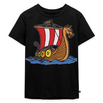Wikinger - Kinder Premium Bio T-Shirt - Schwarz - Vorne - Mikhail (115cm)