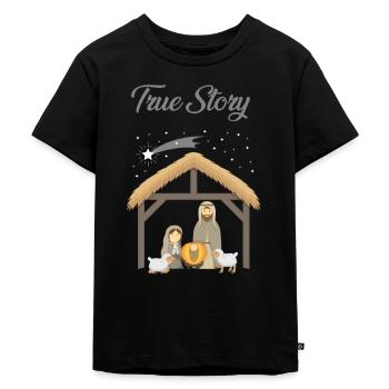 Jesus True Story Weihnachtstag Weihnachten Geburt von Jesus Birth Story Celebration - Kinder Premium Bio T-Shirt - Schwarz - Vorne - Mikhail (115cm)