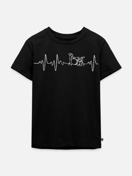 Schlagzeug Herzschlag - Kinder Premium Bio T-Shirt - Schwarz