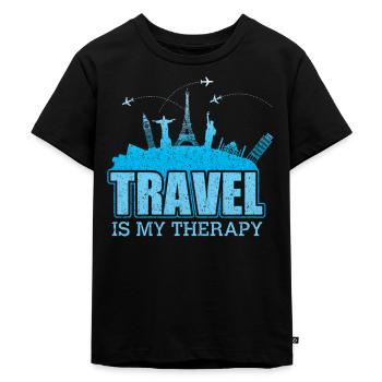 Reisen - Kinder Premium Bio T-Shirt - Schwarz - Vorne - Mikhail (115cm)
