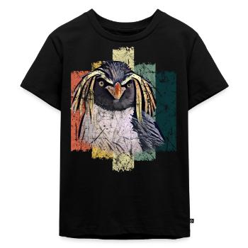 Pinguin Vogel Geschenkidee - Kinder Premium Bio T-Shirt - Schwarz - Vorne - Mikhail (115cm)