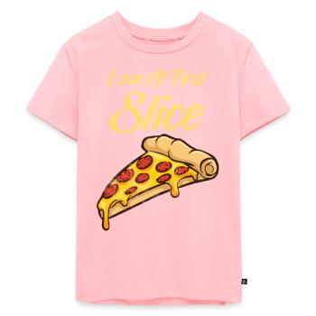 L'amour à la première tranche de fromage pizza au pepperoni drôle - T-shirt Premium bio Enfant - rose - Devant - AI Model Kid Female (0cm)