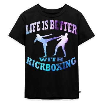 Kickboxing - Kids Premium Organic T-Shirt - black - Front - Mikhail (115cm)