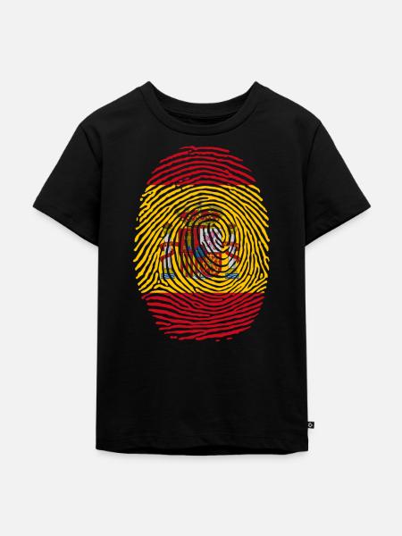 Spanien Fingerabdruck - Kinder Premium Bio T-Shirt - Schwarz