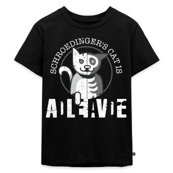 Schrödingers Katze - Physik Nerd Physiker Geschenk - Kinder Premium Bio T-Shirt - Schwarz - Vorne - Mikhail (115cm)