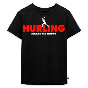 Hurling Tee - Kinder Premium Bio T-Shirt - Schwarz - Vorne - Mikhail (115cm)