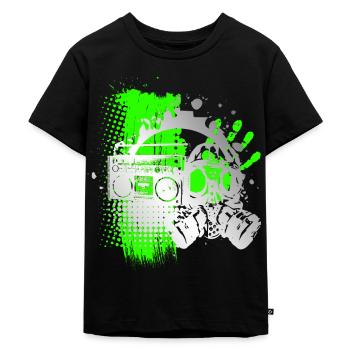 Gasmaske Silber Tattoo Style - Kinder Premium Bio T-Shirt - Schwarz - Vorne - Mikhail (115cm)