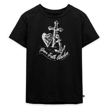 Bibel-Vers-Hoffnungs-Glaubens-Anker-christliches Hemd - Kinder Premium Bio T-Shirt - Schwarz - Vorne - Mikhail (115cm)