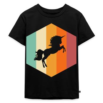 Einhorn - Kinder Premium Bio T-Shirt - Schwarz - Vorne - Mikhail (115cm)