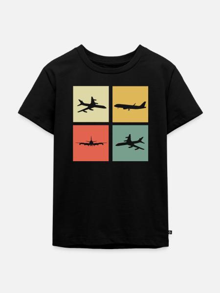 Pilot - Kinder Premium Bio T-Shirt - Schwarz