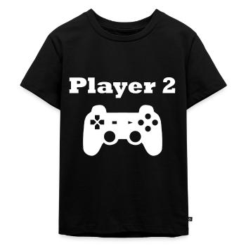 Gaming Player 2 Controller Geschenk - Kinder Premium Bio T-Shirt - Schwarz - Vorne - Mikhail (115cm)