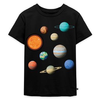 Weltraum Sonnensystem Universum Planeten - Kinder Premium Bio T-Shirt - Schwarz - Vorne - Mikhail (115cm)