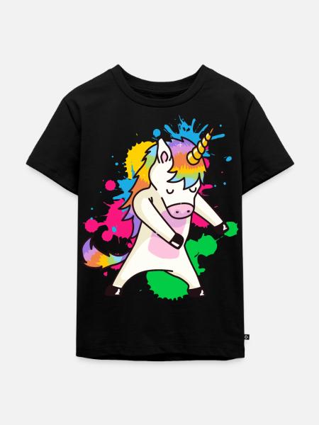 Floss Dance Einhorn - Kinder Premium Bio T-Shirt - Schwarz