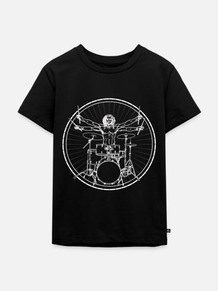 Vitruvian Drummer - Schlagzeug Geschenk - Kinder Premium Bio T-Shirt - Schwarz