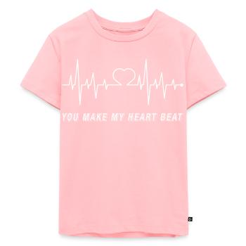 Battement de coeur Battement de coeur Love de battement de coeur - T-shirt Premium bio Enfant - rose - Devant - AI Model Kid Female (0cm)