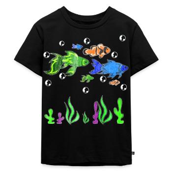 Aquarium Meeresbewohner - Kinder Premium Bio T-Shirt - Schwarz - Vorne - Mikhail (115cm)