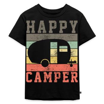 Campen Wohnwagen - Kinder Premium Bio T-Shirt - Schwarz - Vorne - Mikhail (115cm)