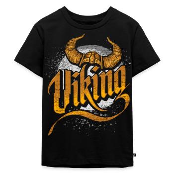 Viking flag Viking sword - Kids Premium Organic T-Shirt - black - Front - Mikhail (115cm)