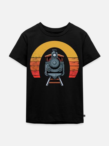 MODELLEISENBAHN im Retro Sonnen-Tunnel - Kinder Premium Bio T-Shirt - Schwarz