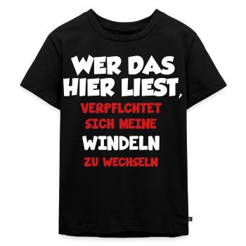 Baby - Kinder Premium Bio T-Shirt - Schwarz - Vorne - Mikhail (115cm)