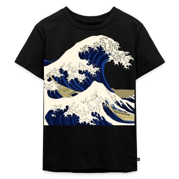 Welle Japan Japanisch Kanagawa - Kinder Premium Bio T-Shirt - Schwarz - Vorne - Mikhail (115cm)