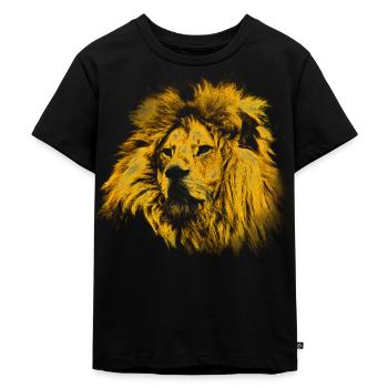 ein goldener Löwe mit prächtiger Mähne - Kinder Premium Bio T-Shirt - Schwarz - Vorne - Mikhail (115cm)