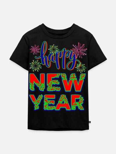 Neujahr Happy New year - Kinder Premium Bio T-Shirt - Schwarz