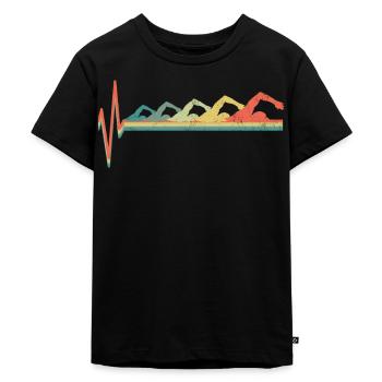 Schwimmen Schwimmer Evolution - Kinder Premium Bio T-Shirt - Schwarz - Vorne - Mikhail (115cm)