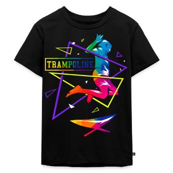 Trampolin Polygon - Kinder Premium Bio T-Shirt - Schwarz - Vorne - Mikhail (115cm)