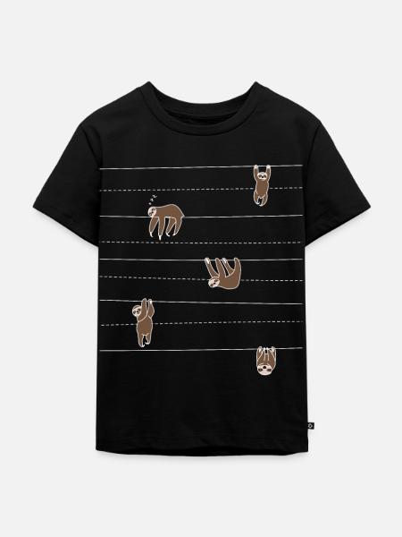 Faultier Muster Geschenkidee für Faultierfans - Kinder Premium Bio T-Shirt - Schwarz
