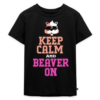 Beaver Ambiguous Wood Tree Dam Badger Otter - Kids Premium Organic T-Shirt - black - Front - Mikhail (115cm)