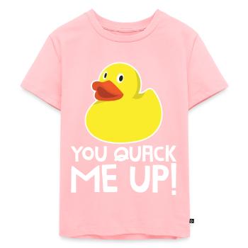 Eend. Eend "You Quack Me Up!" Duck Pun - Kinderen Premium Bio T-shirt - roze - Voor - AI Model Kid Female (0cm)