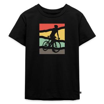Fahrradfahren - Kinder Premium Bio T-Shirt - Schwarz - Vorne - Mikhail (115cm)