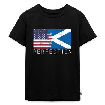 American + Scottish = Perfection Flag - Kids Premium Organic T-Shirt - black - Front - Mikhail (115cm)