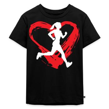 Runner Heart - Kinder Premium Bio T-Shirt - Schwarz - Vorne - Mikhail (115cm)