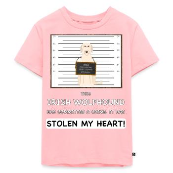 Irish Wolfhound Mugshot - Kinder Premium Bio T-Shirt - Rosa - Vorne - AI Model Kid Female (0cm)